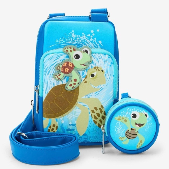 Loungefly Finding Nemo Crush Squirt Turtle Crossbody Bag & Coin Purse Set - Picture 1 of 5
